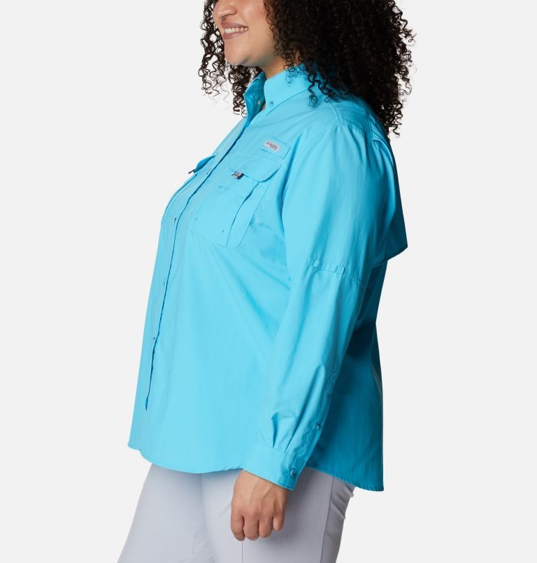Women's Columbia PFG Bahama Long Sleeve Shirts Turquoise | Plus Size CA-MC6A3